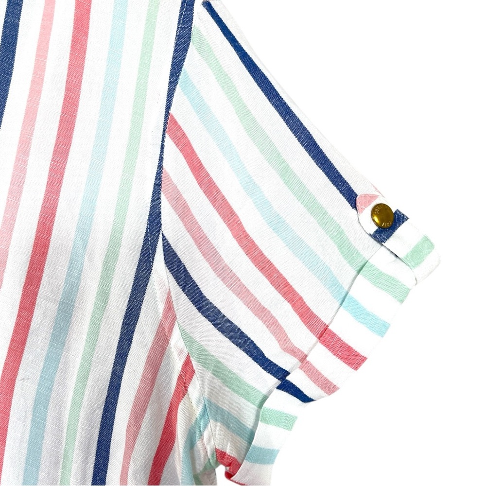 Southern Tide Linen-Blend Striped Mini Dress in White, Blue & Pink - Picture 7 of 9